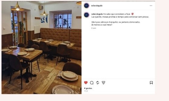 Publicação de Instagram criada para restaurante
