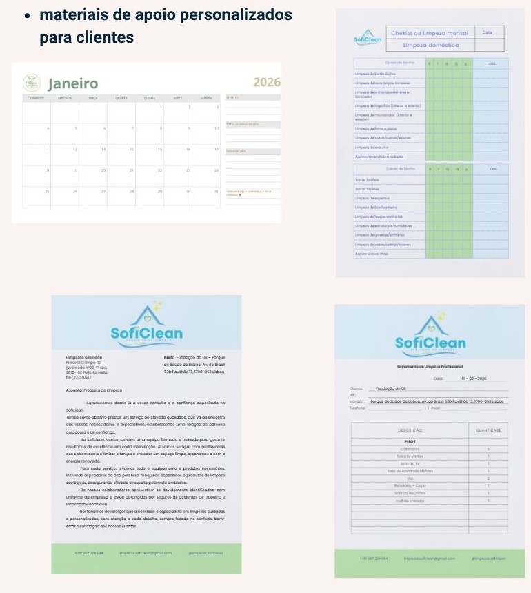 Materiais personalizados criados para clientes