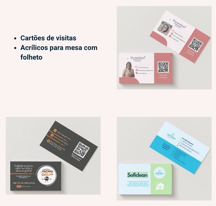 Cartões de visita criados para clientes
